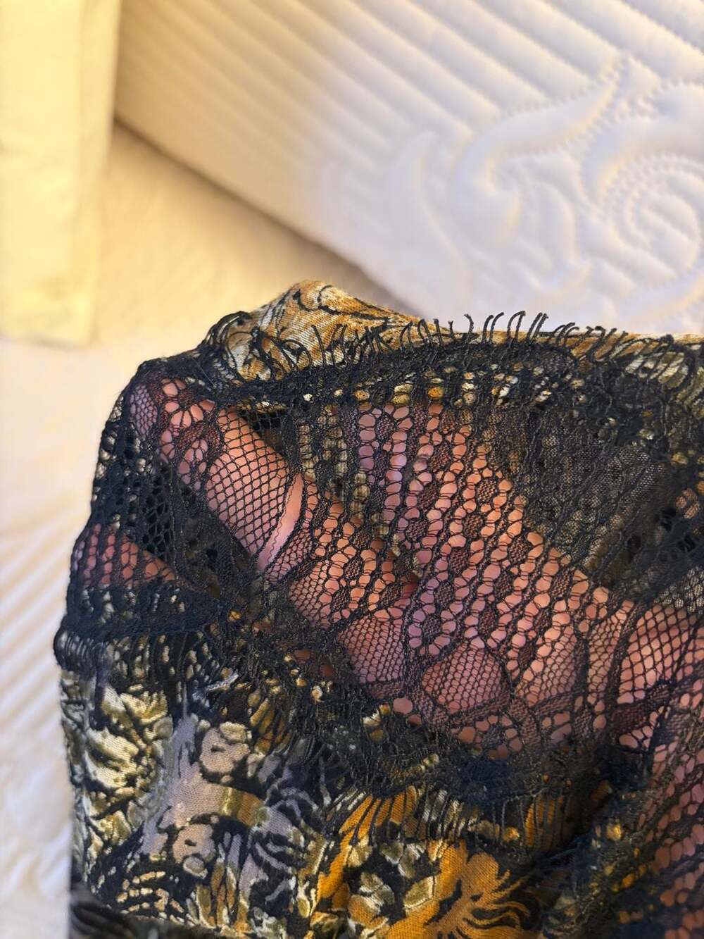 Free People Art Nouveau boho print Blouse with Lace - Picture 10 of 13